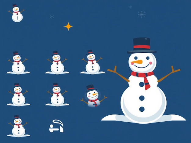 Photo a blue background with a snowman and a star with the words snowman on it