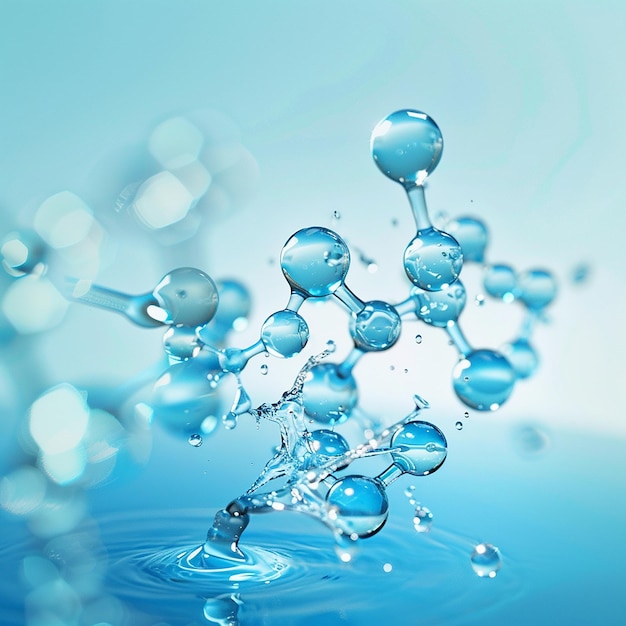 Photo a blue background with water bubbles that is being splashed with water