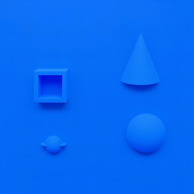 Photo a blue background with a white object and a blue box with a white object on it