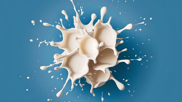 Photo a blue background with a white splash of milk splashing in the middle