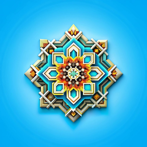 a blue background with a yellow flower on it