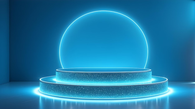 a blue ball with a blue background with a glowing sphere on it