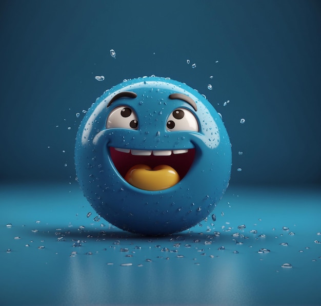 a blue ball with a smiley face and a smile on it