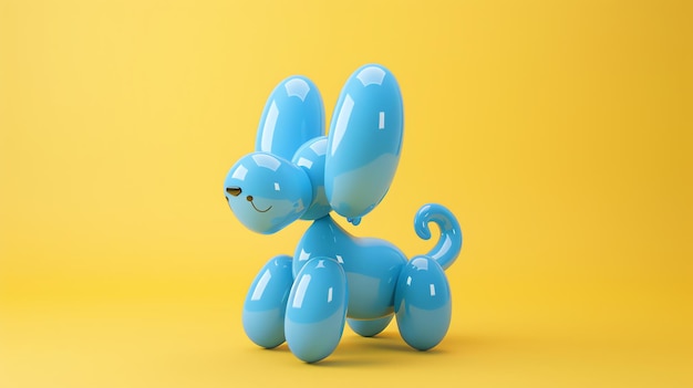 Photo a blue balloon dog on a yellow background