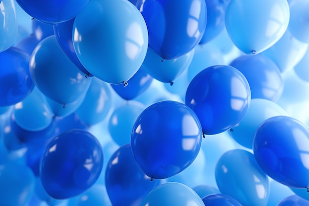 Blue balloons on a blue background