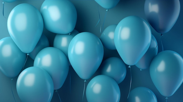 Blue balloons in a blue background