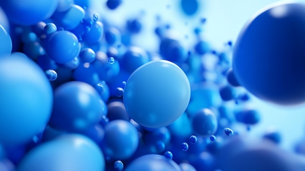 blue balls in a glass bowl with a blue background