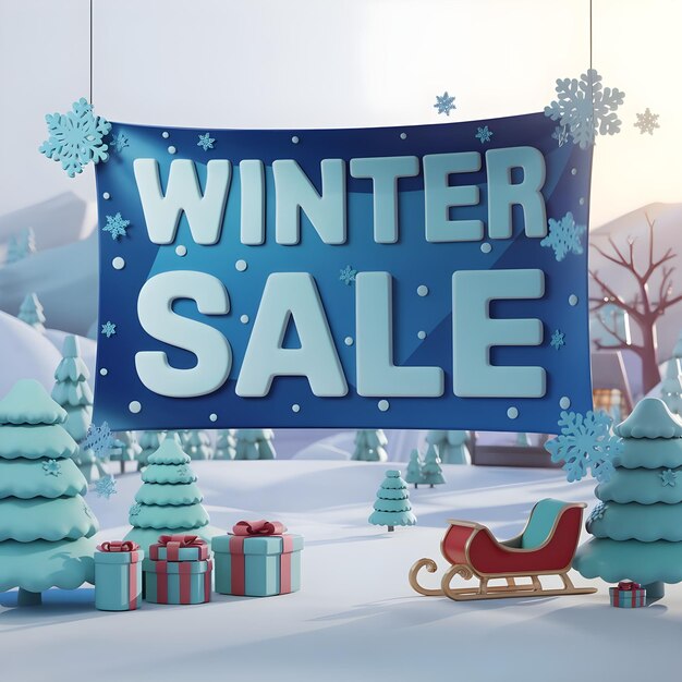 Photo a blue banner that says winter sale