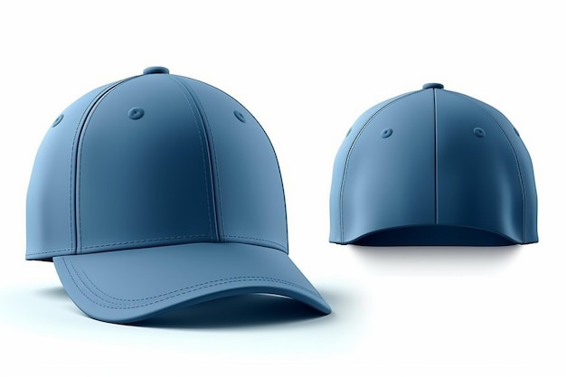 Blue baseball cap in angles view front and back Mockup baseball cap