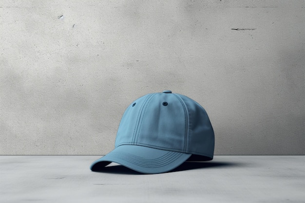 blue baseball cap on a grey background mock up