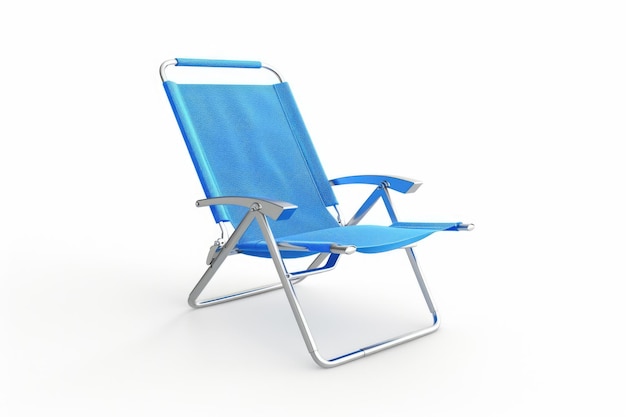 Blue Beach chair isolated white background