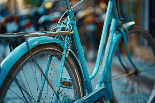 a blue bike with a blue frame and the word quot the word quot on the front