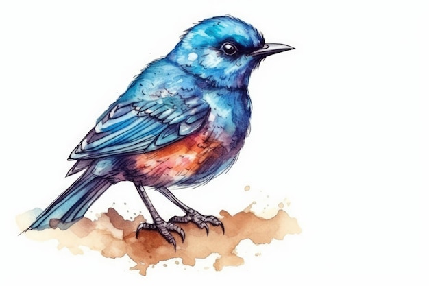 Blue bird perched on a blank sheet of paper Generative AI