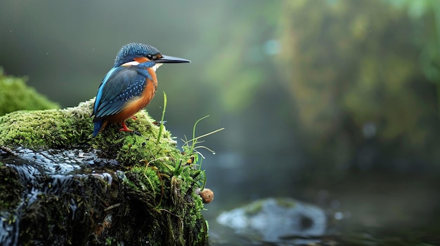 a blue bird with a green moss on its head