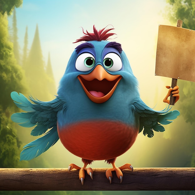 Photo a blue bird with a sign that says quot angry bird quot