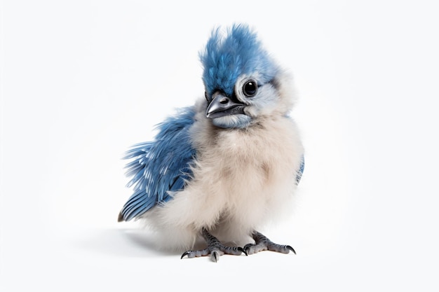 A blue bird with a white background