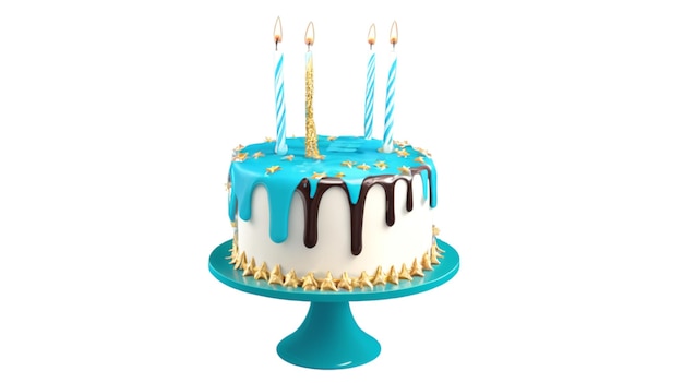 Photo a blue birthday cake with candles on top of it