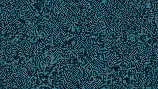 A blue and black abstract design with a spiral shape