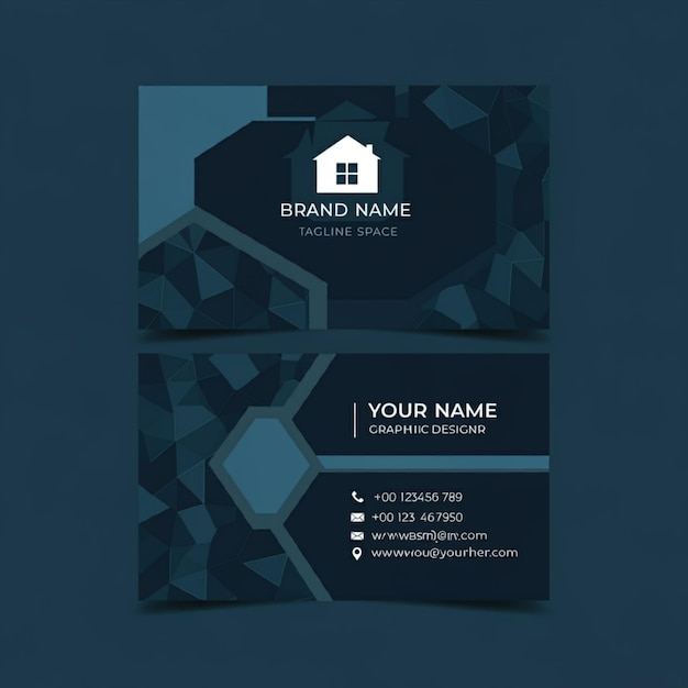 Photo a blue and black brochure with a logo for your name