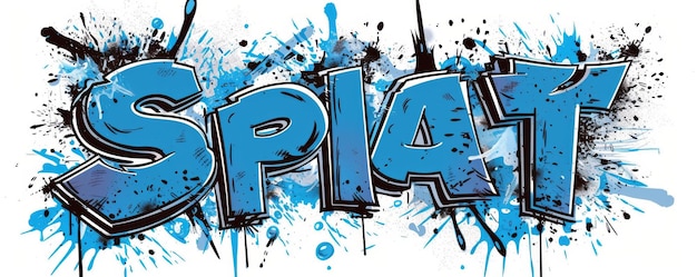 Photo blue and black graffiti art with the word splat displayed in bold lettering