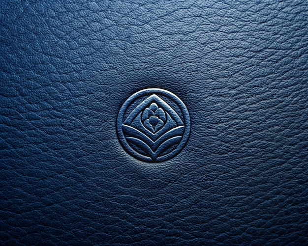 a blue and black leather cover with a symbol that says quot geometric quot