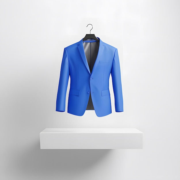 Blue blazer on white table Stylish presentation