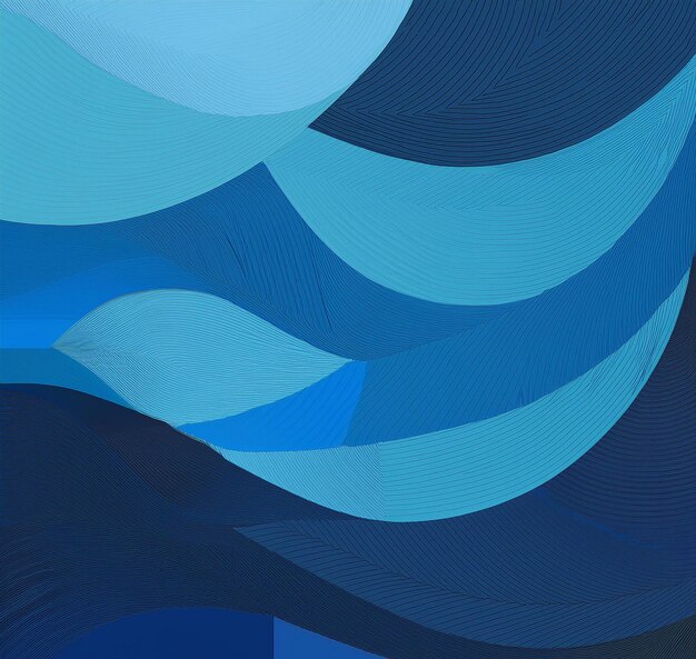 Photo a blue and blue abstract painting of a wave and the blue and blue swirl