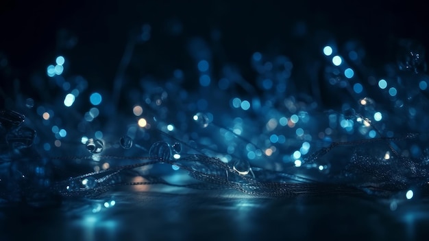 Blue bokeh lights background Illustration AI GenerativexA