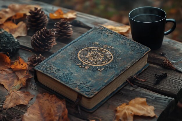 Photo a blue book with a gold emblem on the cover and the word quot the quot on it