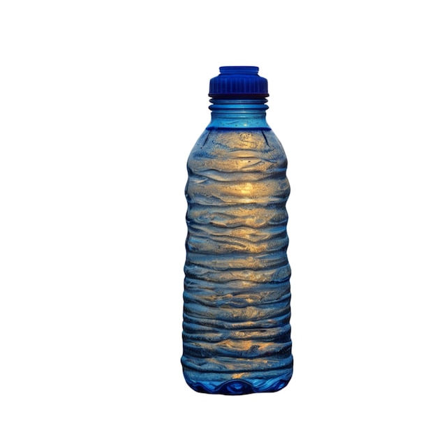 a blue bottle of water with a blue cap