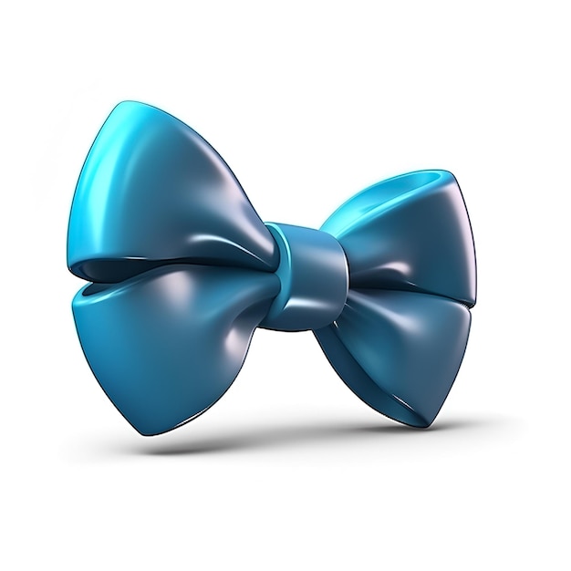 A blue bow tie is on a white background with the word love on it.