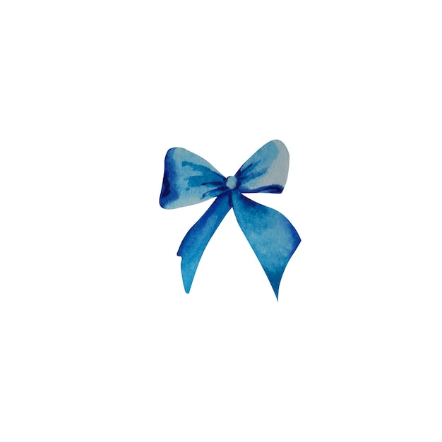 Blue bow Watercolor illustration Festive decoration Birthday Holiday