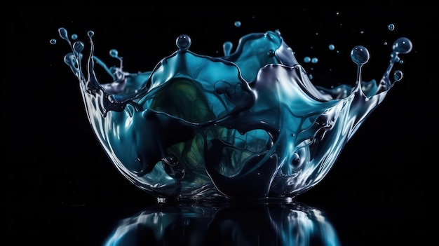 A blue bowl with water drops on it