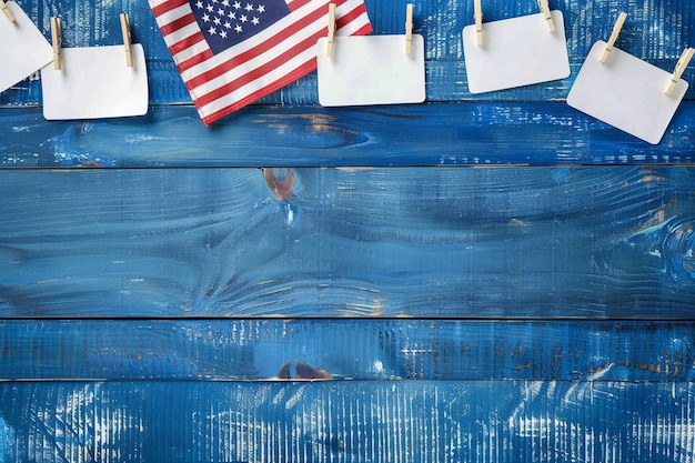 a blue box with a flag and a flag on it