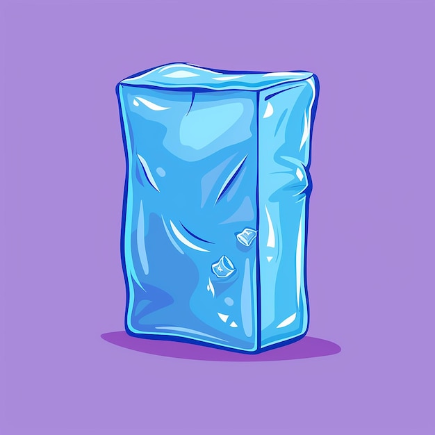 a blue box with ice in it that says ice cube