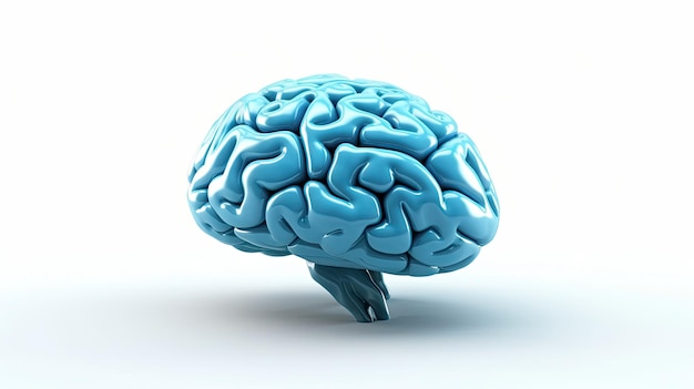 A blue brain is shown on a white background.