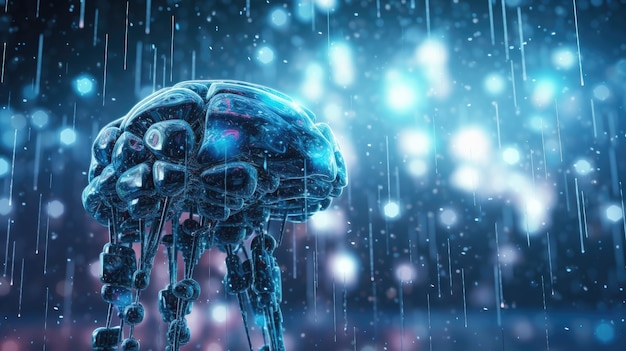 A blue brain in the rain