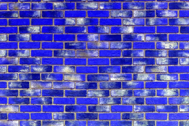 Photo blue brick wall background of modern interior design