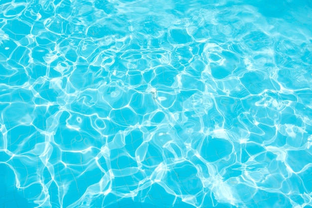 Blue and bright water surface and ripple wave in swimming pool