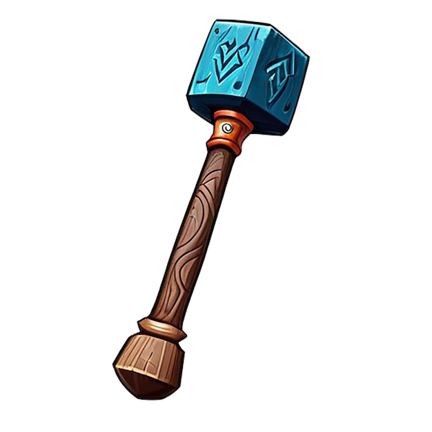 a blue and brown hammer