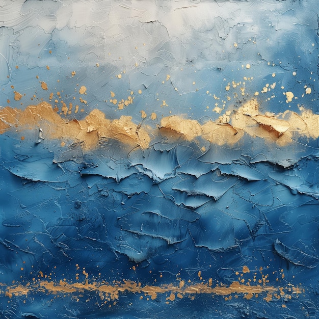 a blue and brown painting of the ocean with the ocean and the ocean