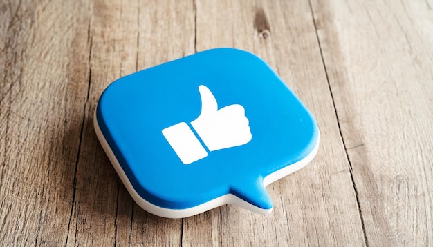 Blue bubble like button or icon thumbs up or like sign