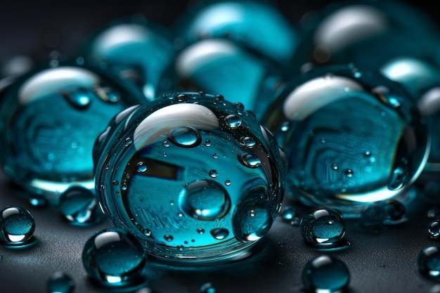 Blue bubbles on a black background