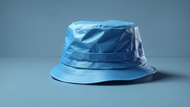 a blue bucket hat