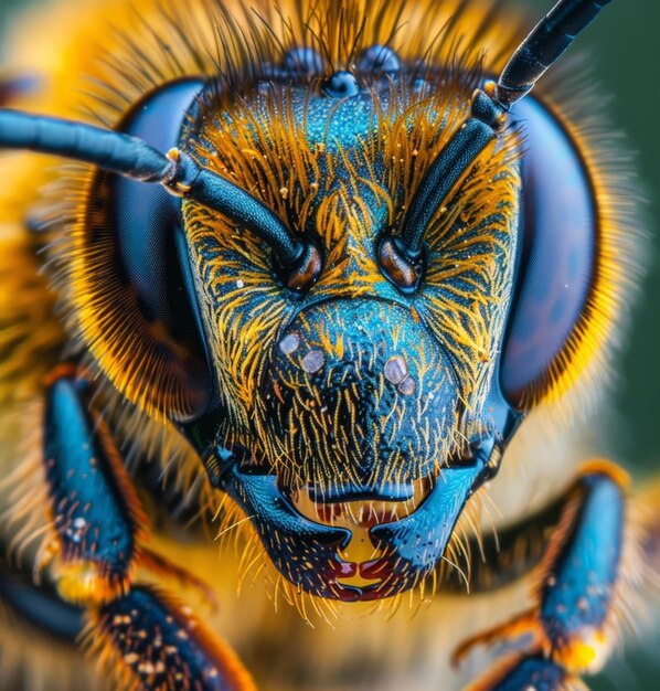 The Blue Bug Face Closeup of a Ladybug with Yellow and Blue Markings