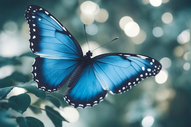 Blue butterfly A butterfly is sitting on flowers Selective focus AI generated