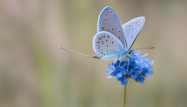 a blue butterfly is on a flower and the butterfly is on the flower