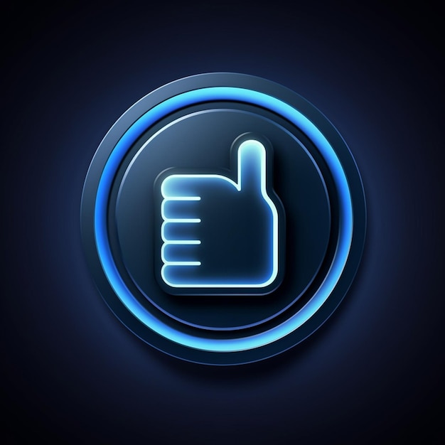 A blue button with a thumbs up icon on it.