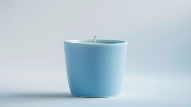 Photo a blue candle in a blue ceramic container