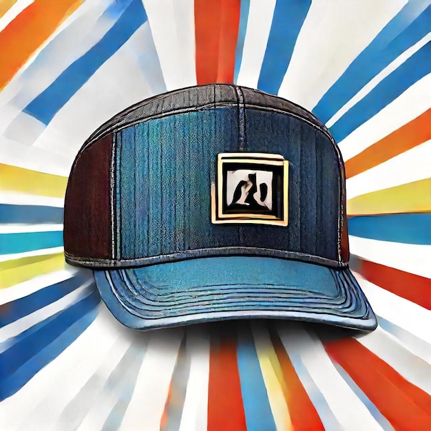 a blue cap with the letter f on it